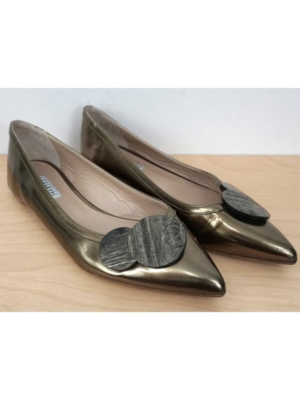 Fratelli Rossetti Metallic Bronze Patent Leather Pointed Toe Flats EU 38.5 Italy